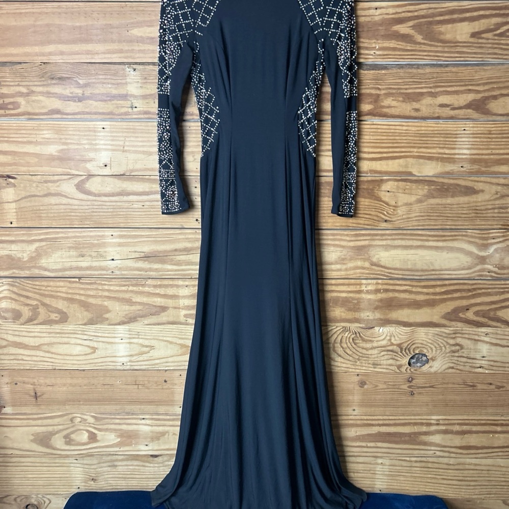 Xscape Black Long Sleeve Beaded Evening Dress - Picture 2 of 11